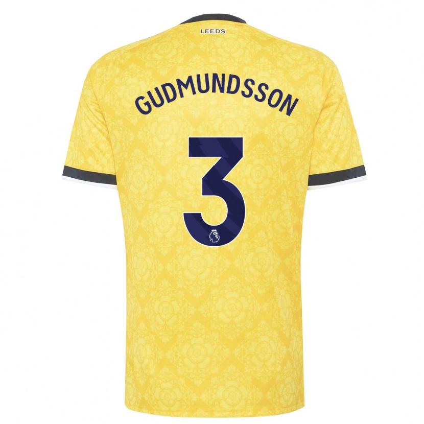 Danxen Pánské Gabriel Gudmundsson #3 Žlutá Bílá Černá Daleko Hráčské Dresy 2026/27 Dres