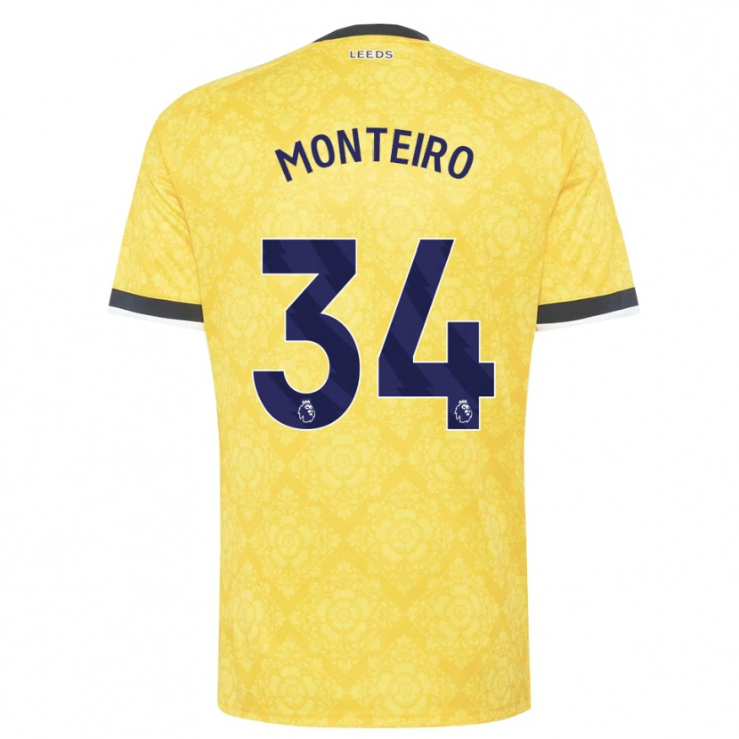 Danxen Pánské Diogo Monteiro #34 Žlutá Bílá Černá Daleko Hráčské Dresy 2026/27 Dres