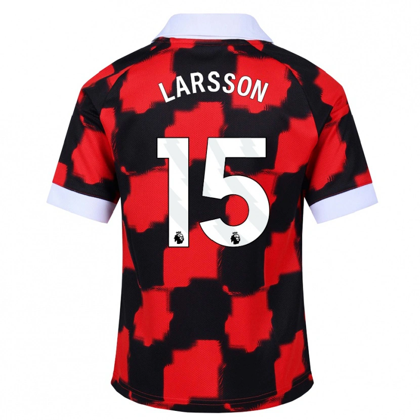 Danxen Pánské Hugo Larsson #15 Červená Bílá Černá Daleko Hráčské Dresy 2026/27 Dres