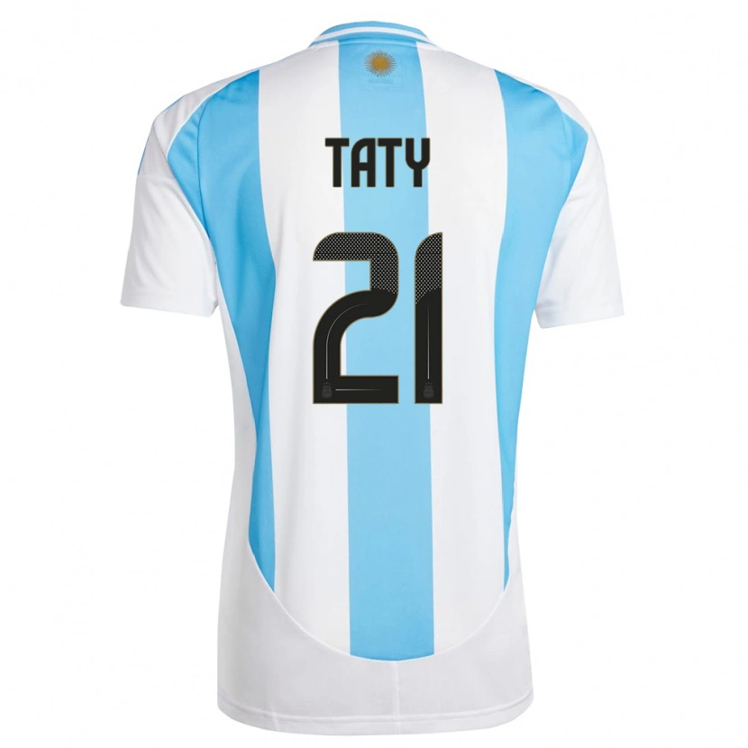 Danxen Dětské Argentina Taty Castellanos #21 Bílá Modrá Domů Hráčské Dresy 24-26 Dres