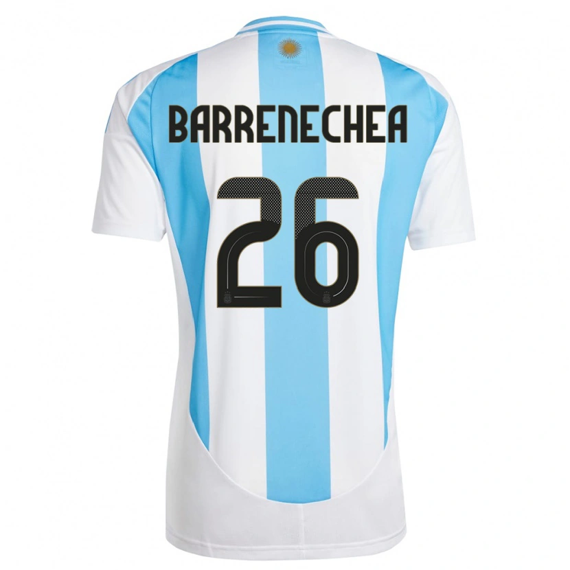 Danxen Dětské Argentina Enzo Barrenechea #26 Bílá Modrá Domů Hráčské Dresy 24-26 Dres