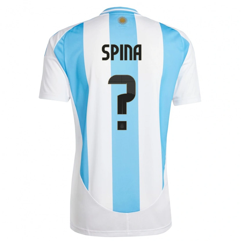 Danxen Dětské Argentina Gerónimo Spina #0 Bílá Modrá Domů Hráčské Dresy 24-26 Dres