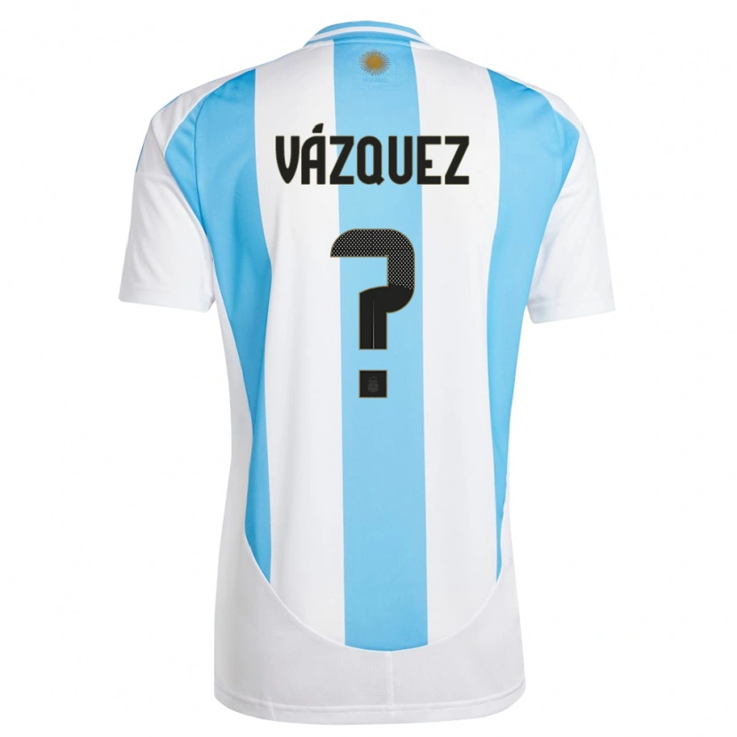 Danxen Dětské Argentina Franco Vázquez #0 Bílá Modrá Domů Hráčské Dresy 24-26 Dres