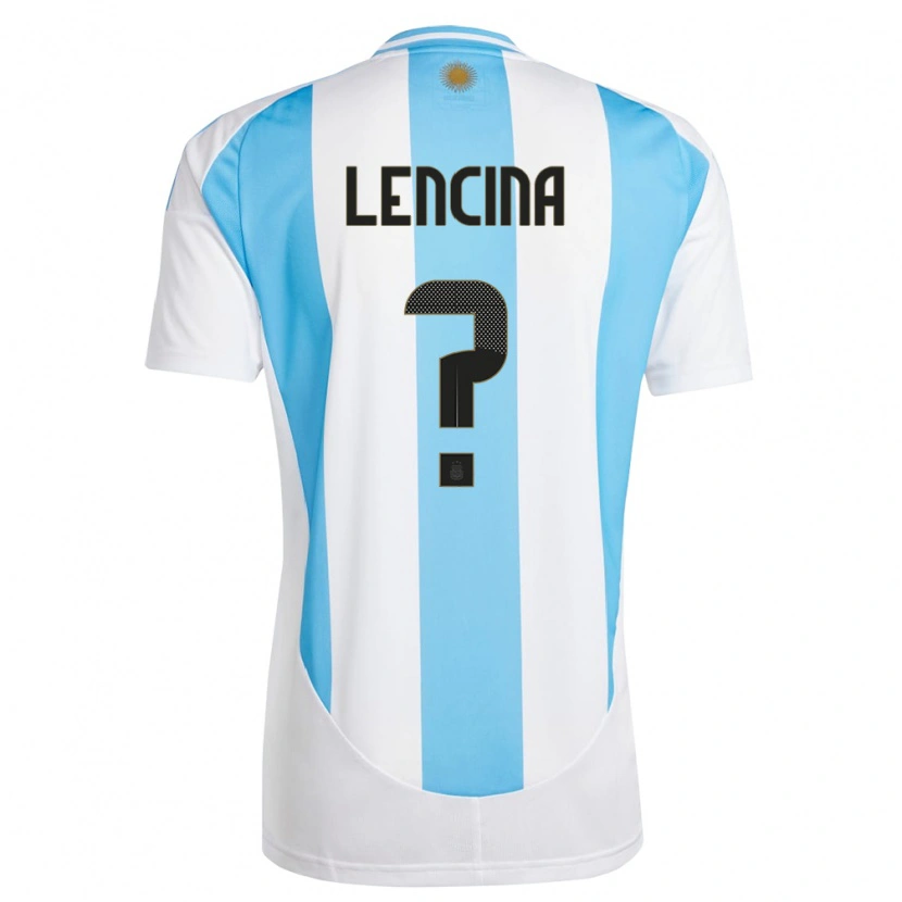 Danxen Dětské Argentina Santiago Lencina #0 Bílá Modrá Domů Hráčské Dresy 24-26 Dres
