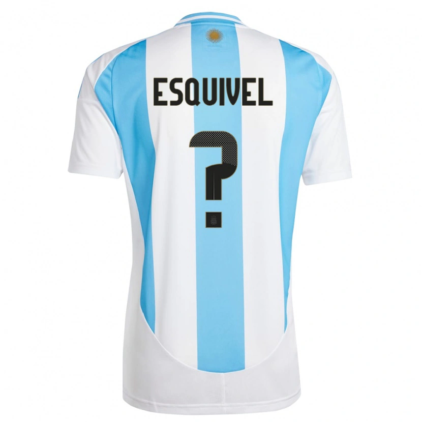 Danxen Dětské Argentina Felipe Esquivel #0 Bílá Modrá Domů Hráčské Dresy 24-26 Dres