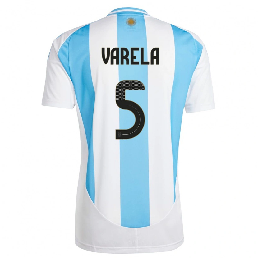 Danxen Dětské Argentina Alan Varela #5 Bílá Modrá Domů Hráčské Dresy 24-26 Dres