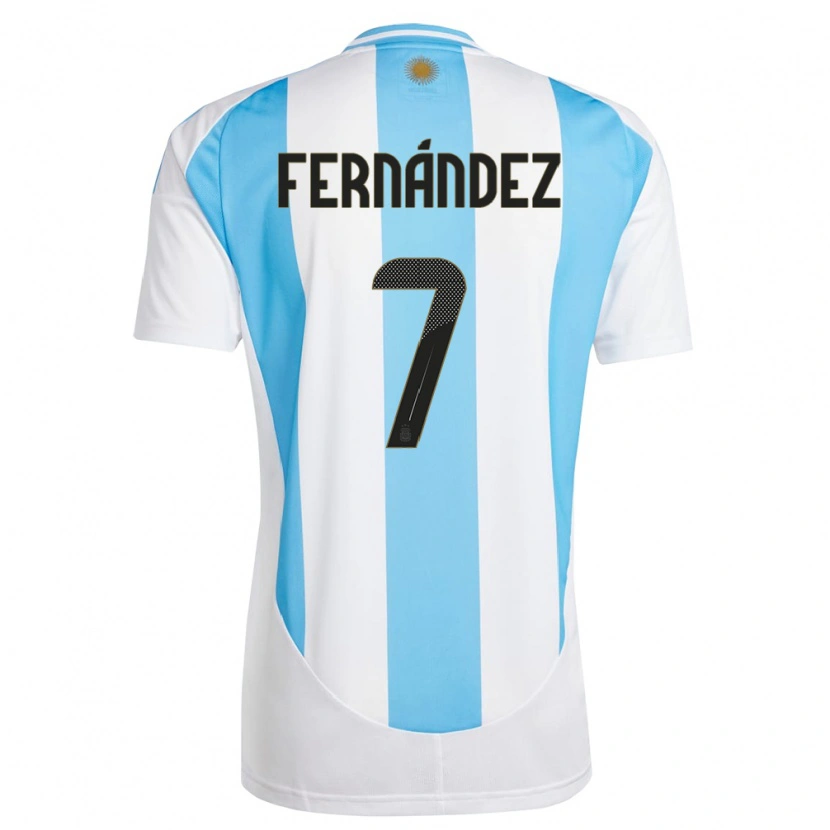 Danxen Dětské Argentina Thiago Fernández #7 Bílá Modrá Domů Hráčské Dresy 24-26 Dres
