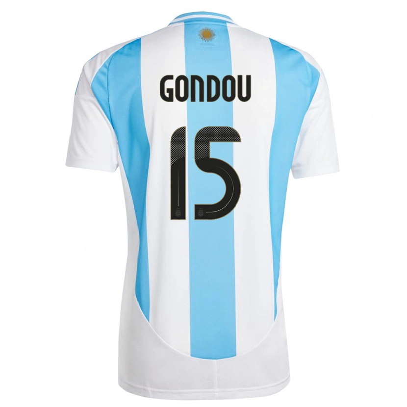 Danxen Dětské Argentina Luciano Gondou #15 Bílá Modrá Domů Hráčské Dresy 24-26 Dres