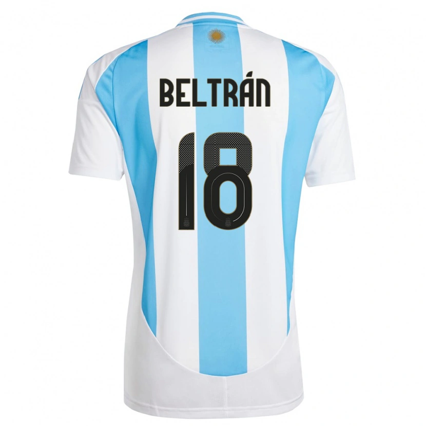 Danxen Dětské Argentina Lucas Beltrán #18 Bílá Modrá Domů Hráčské Dresy 24-26 Dres