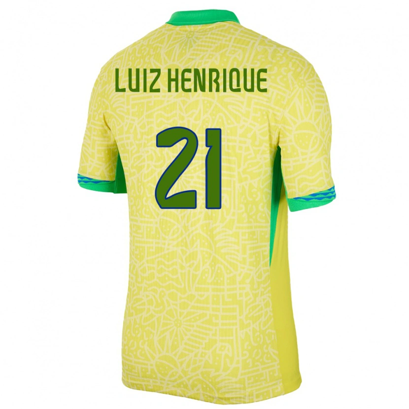Danxen Dětské Brazílie Luiz Henrique #21 Žlutá Domů Hráčské Dresy 24-26 Dres