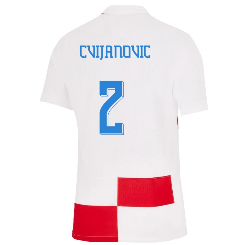 Danxen Dětské Chorvatsko Ivan Cvijanovic #2 Bílá Červená Domů Hráčské Dresy 24-26 Dres