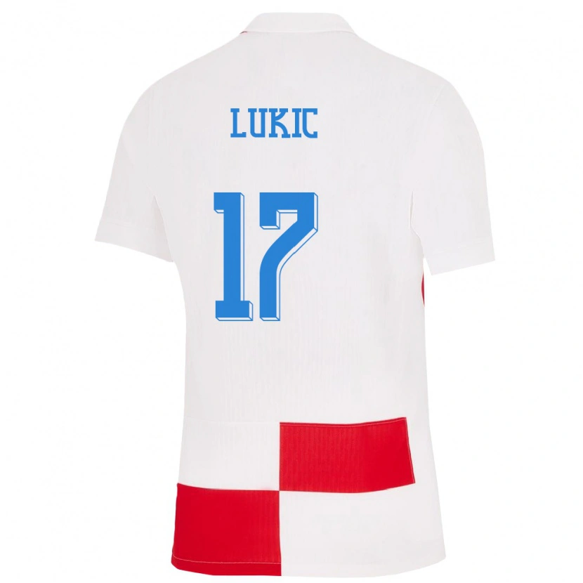 Danxen Dětské Chorvatsko Oliver Lukic #17 Bílá Červená Domů Hráčské Dresy 24-26 Dres