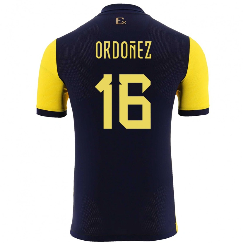 Danxen Dětské Ekvádor Joel Ordóñez #16 Žlutá Domů Hráčské Dresy 24-26 Dres