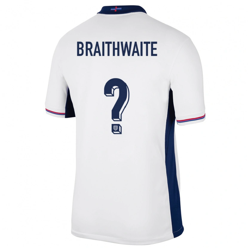 Danxen Dětské Anglie Kaden Braithwaite #0 Bílý Domů Hráčské Dresy 24-26 Dres