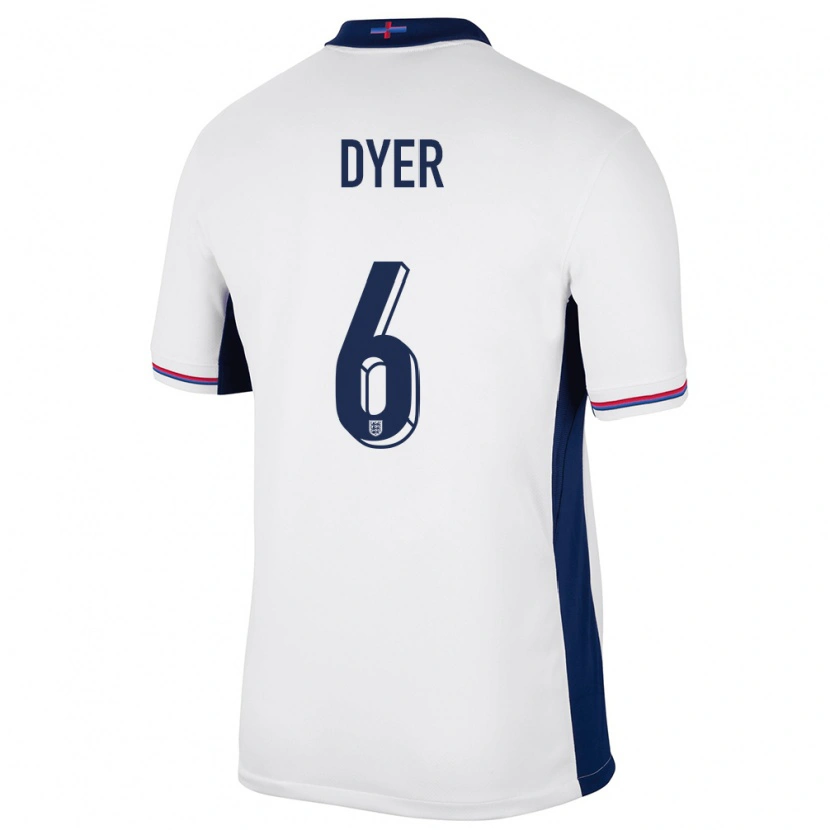 Danxen Dětské Anglie Kiano Dyer #6 Bílý Domů Hráčské Dresy 24-26 Dres