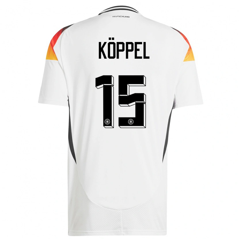Danxen Dětské Německo Domenic Köppel #15 Bílý Domů Hráčské Dresy 24-26 Dres