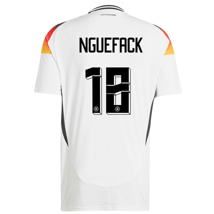 Danxen Dětské Německo Mathieu Nguefack #18 Bílý Domů Hráčské Dresy 24-26 Dres