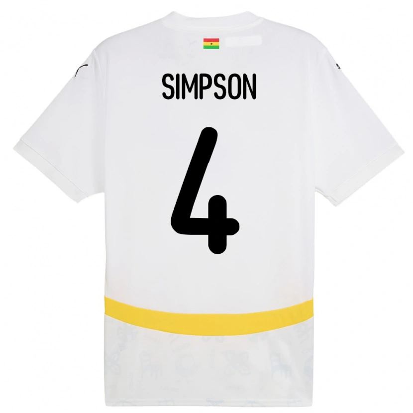 Danxen Dětské Ghana Razak Simpson #4 Bílý Domů Hráčské Dresy 24-26 Dres