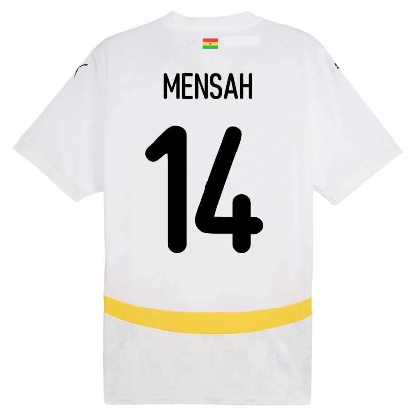 Danxen Dětské Ghana Gideon Mensah #14 Bílý Domů Hráčské Dresy 24-26 Dres