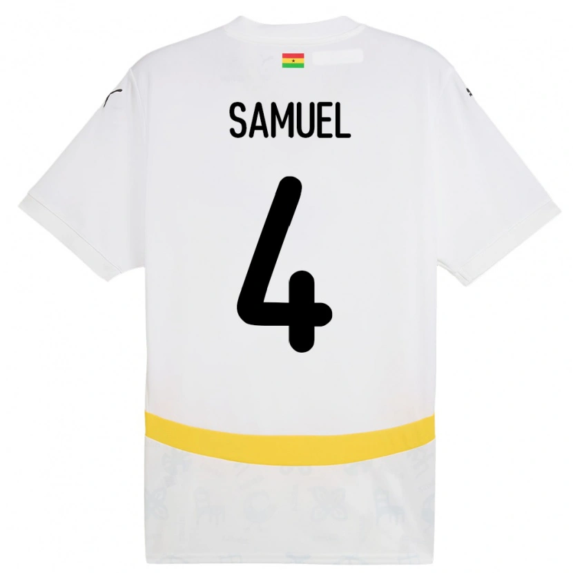 Danxen Dětské Ghana Samuel Abbey-Ashie Quaye #4 Bílý Domů Hráčské Dresy 24-26 Dres