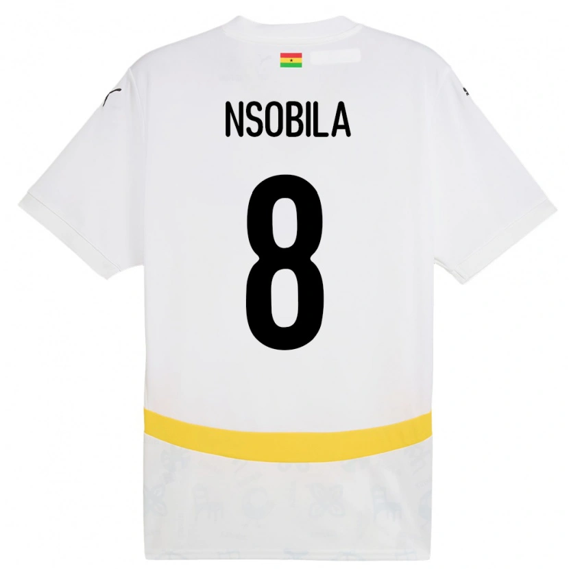 Danxen Dětské Ghana Dominic Nsobila #8 Bílý Domů Hráčské Dresy 24-26 Dres