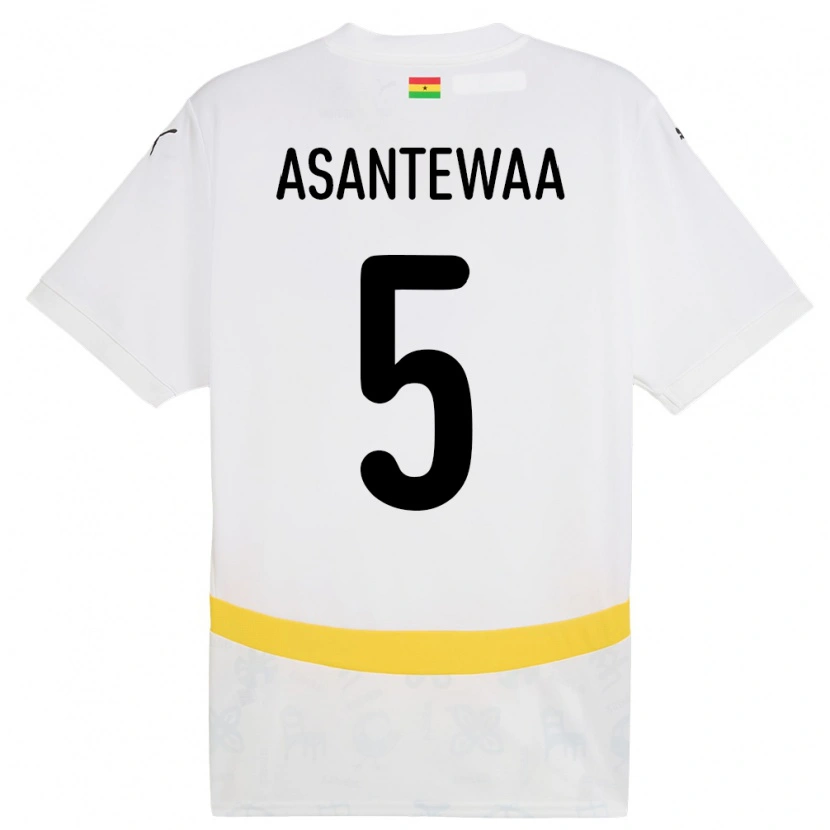 Danxen Dětské Ghana Grace Asantewaa #5 Bílý Domů Hráčské Dresy 24-26 Dres