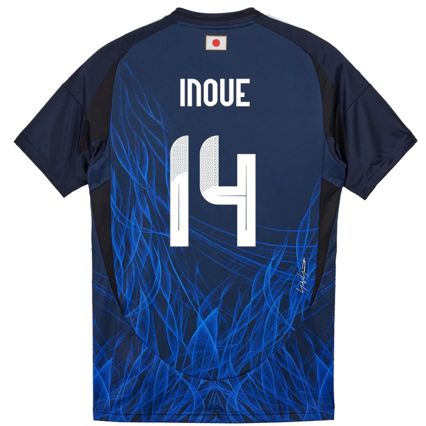 Danxen Dětské Japonsko Ayaka Inoue #14 Tmavě Modrá Domů Hráčské Dresy 24-26 Dres