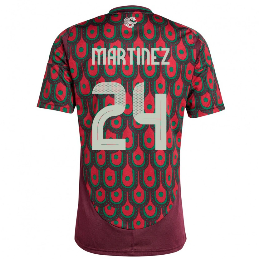 Danxen Dětské Mexiko Guillermo Martínez #24 Maroon Domů Hráčské Dresy 24-26 Dres