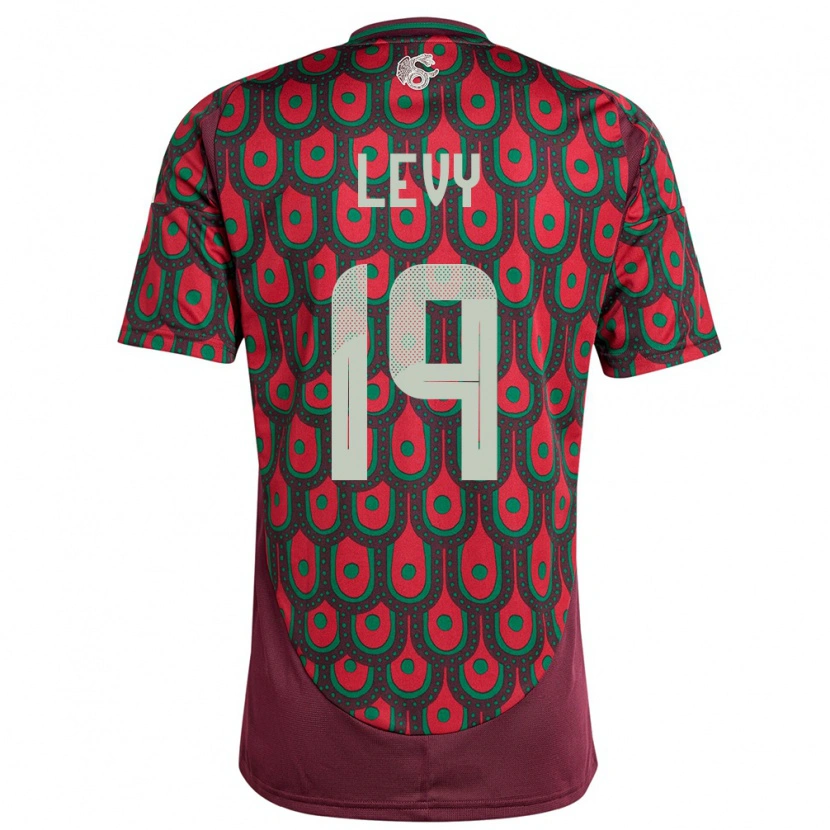 Danxen Dětské Mexiko Mateo Levy #19 Maroon Domů Hráčské Dresy 24-26 Dres