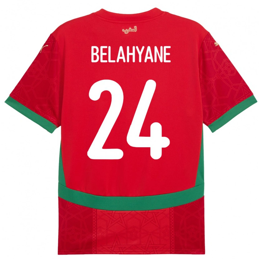 Danxen Dětské Maroko Reda Belahyane #24 Červený Domů Hráčské Dresy 24-26 Dres