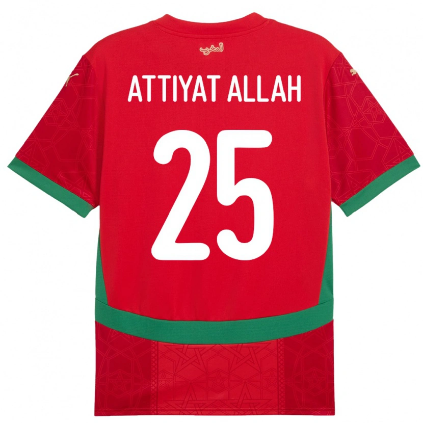Danxen Dětské Maroko Yahia Attiyat Allah #25 Červený Domů Hráčské Dresy 24-26 Dres
