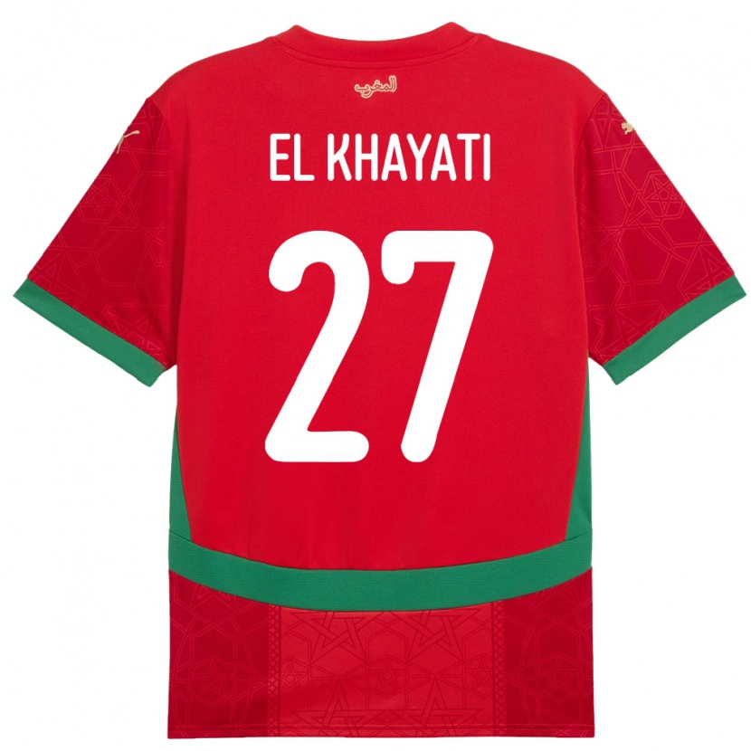 Danxen Dětské Maroko Ayoub El Khayati #27 Červený Domů Hráčské Dresy 24-26 Dres