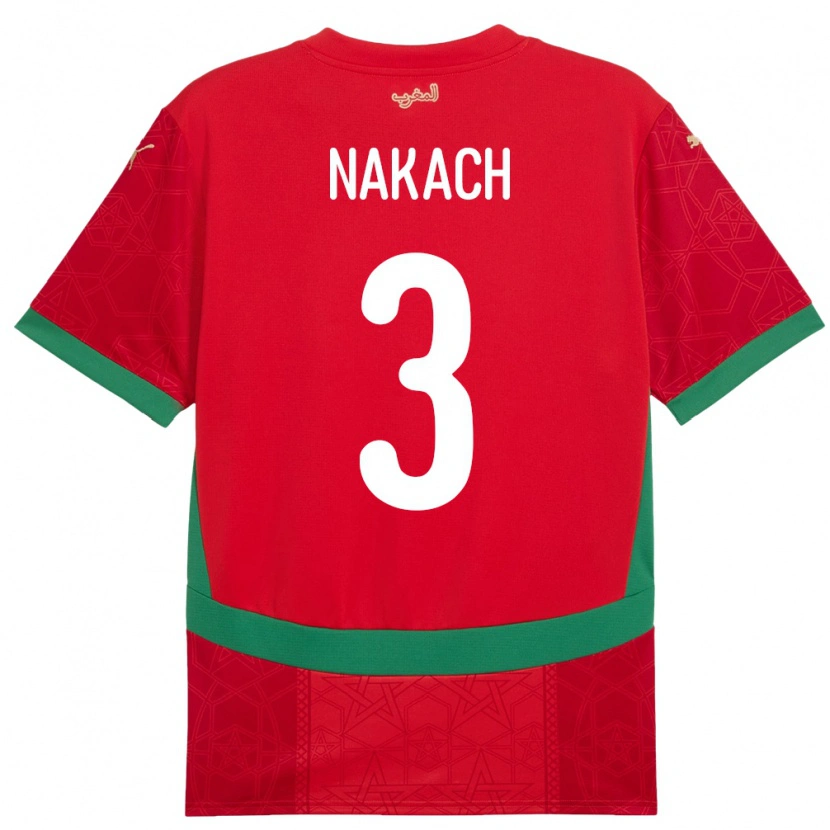 Danxen Dětské Maroko Akram Nakach #3 Červený Domů Hráčské Dresy 24-26 Dres