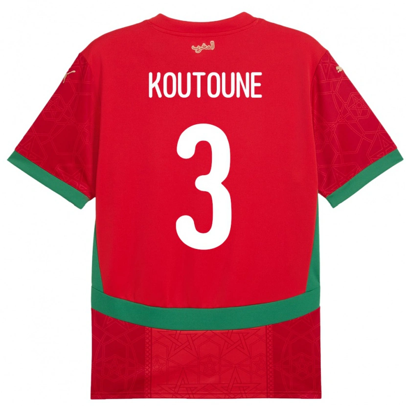 Danxen Dětské Maroko Hamza Koutoune #3 Červený Domů Hráčské Dresy 24-26 Dres