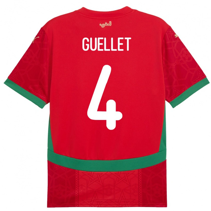 Danxen Dětské Maroko Shadi Guellet #4 Červený Domů Hráčské Dresy 24-26 Dres