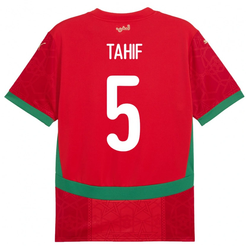 Danxen Dětské Maroko Adil Tahif #5 Červený Domů Hráčské Dresy 24-26 Dres