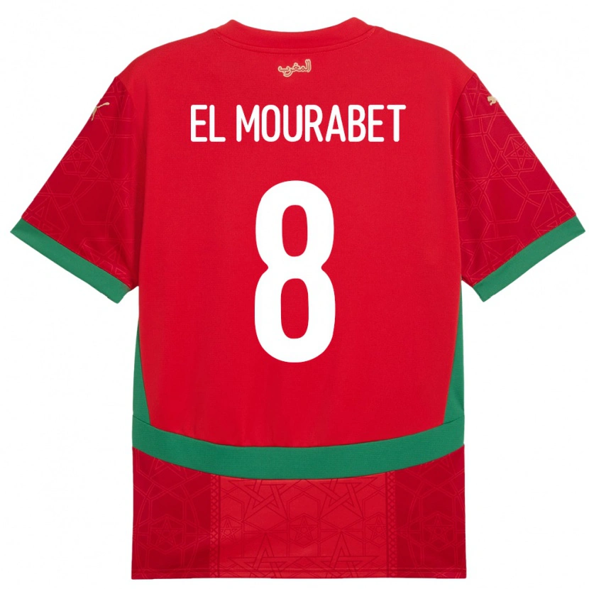 Danxen Dětské Maroko Samir El Mourabet #8 Červený Domů Hráčské Dresy 24-26 Dres
