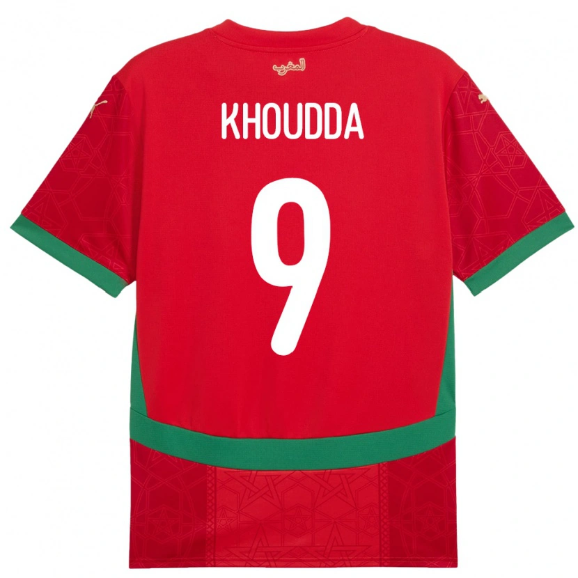 Danxen Dětské Maroko Youssef Khoudda #9 Červený Domů Hráčské Dresy 24-26 Dres