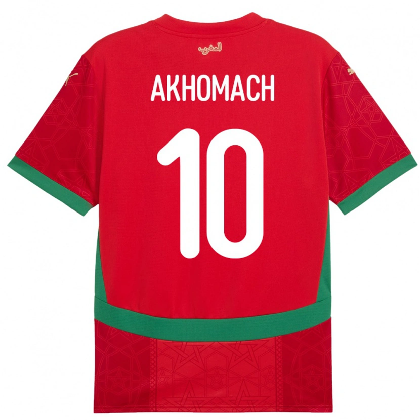Danxen Dětské Maroko Ilias Akhomach #10 Červený Domů Hráčské Dresy 24-26 Dres