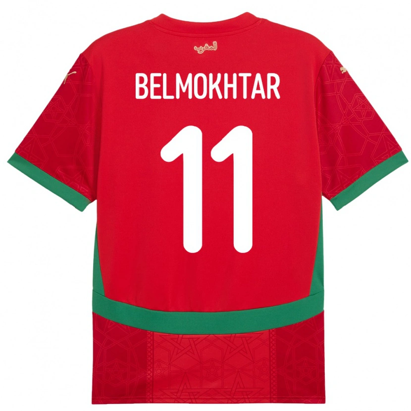 Danxen Dětské Maroko Ilies Belmokhtar #11 Červený Domů Hráčské Dresy 24-26 Dres