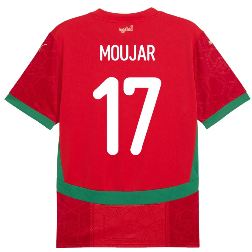 Danxen Dětské Maroko Salah Moujar #17 Červený Domů Hráčské Dresy 24-26 Dres
