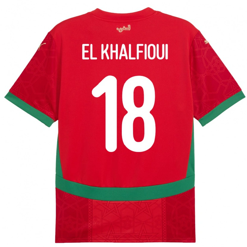 Danxen Dětské Maroko Zakari El Khalfioui #18 Červený Domů Hráčské Dresy 24-26 Dres