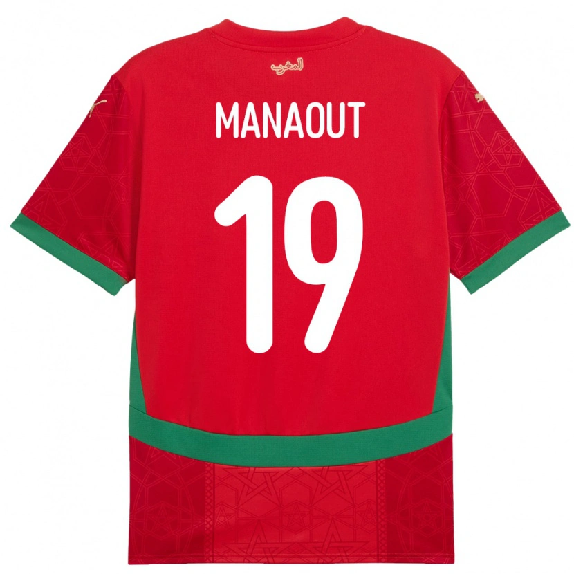 Danxen Dětské Maroko Haytam Manaout #19 Červený Domů Hráčské Dresy 24-26 Dres