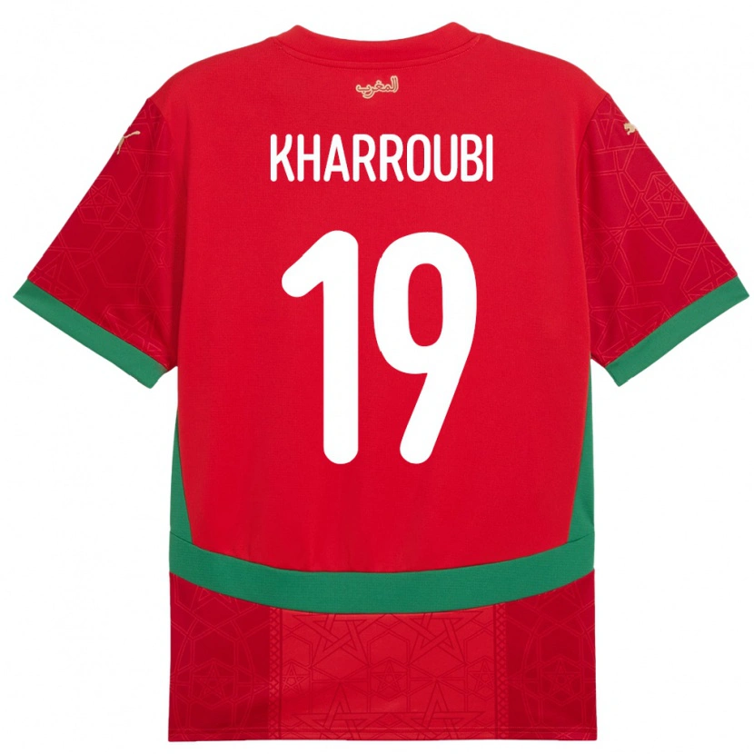 Danxen Dětské Maroko Amine Kharroubi #19 Červený Domů Hráčské Dresy 24-26 Dres