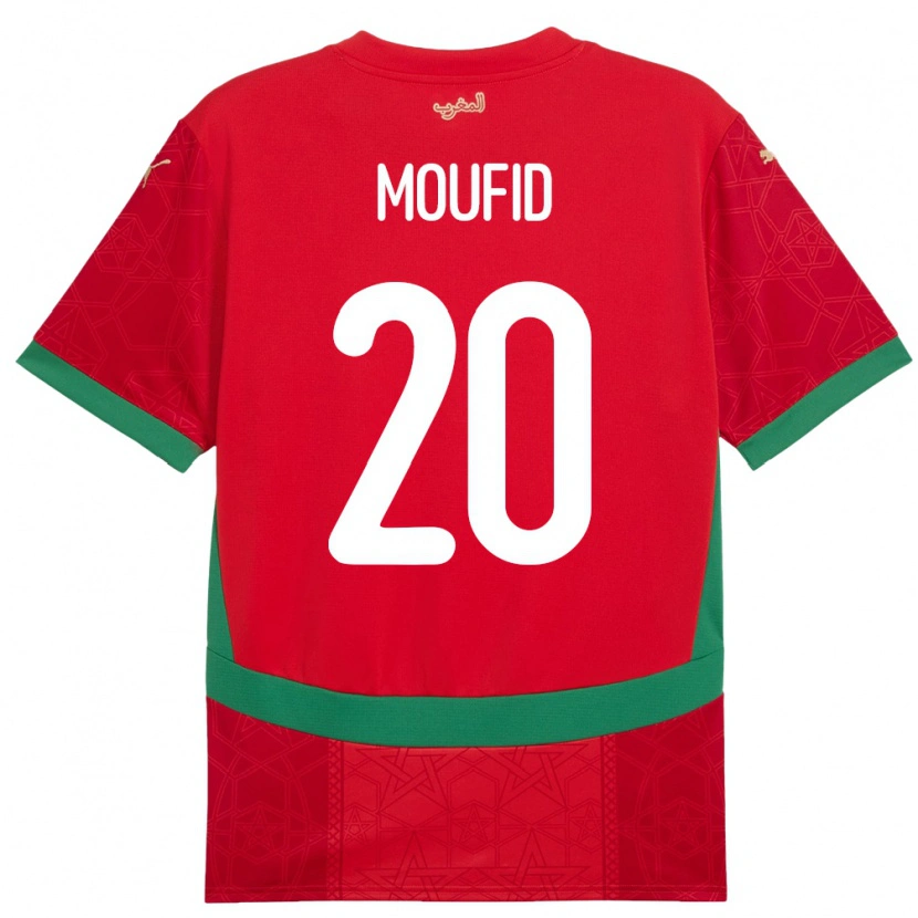 Danxen Dětské Maroko Mohamed Moufid #20 Červený Domů Hráčské Dresy 24-26 Dres