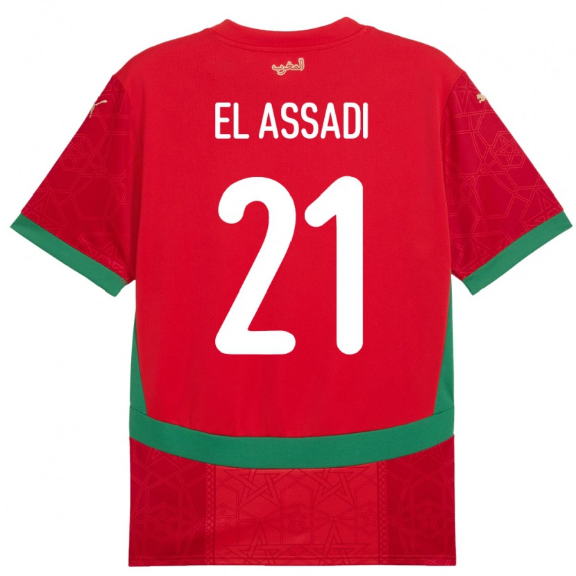 Danxen Dětské Maroko Othmane El Assadi #21 Červený Domů Hráčské Dresy 24-26 Dres