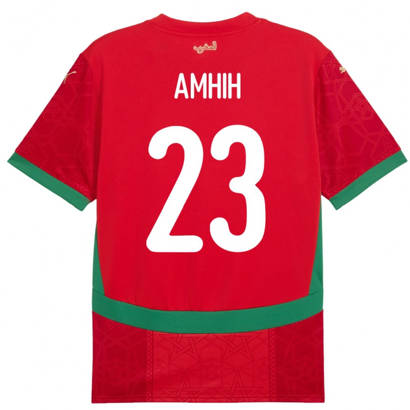 Danxen Dětské Maroko Yassine Amhih #23 Červený Domů Hráčské Dresy 24-26 Dres
