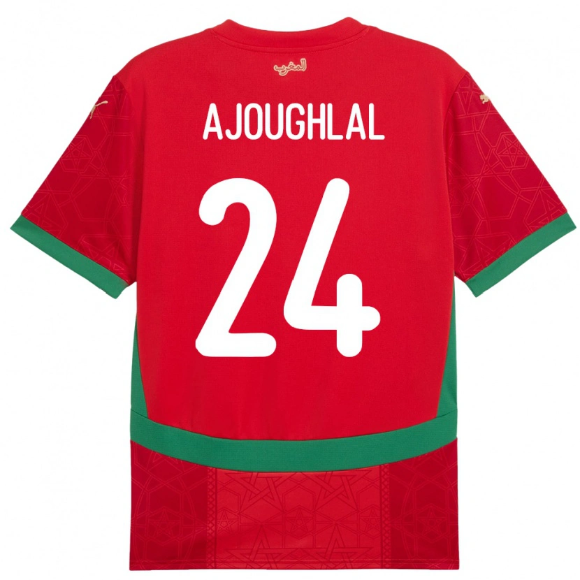 Danxen Dětské Maroko Zakaria Ajoughlal #24 Červený Domů Hráčské Dresy 24-26 Dres
