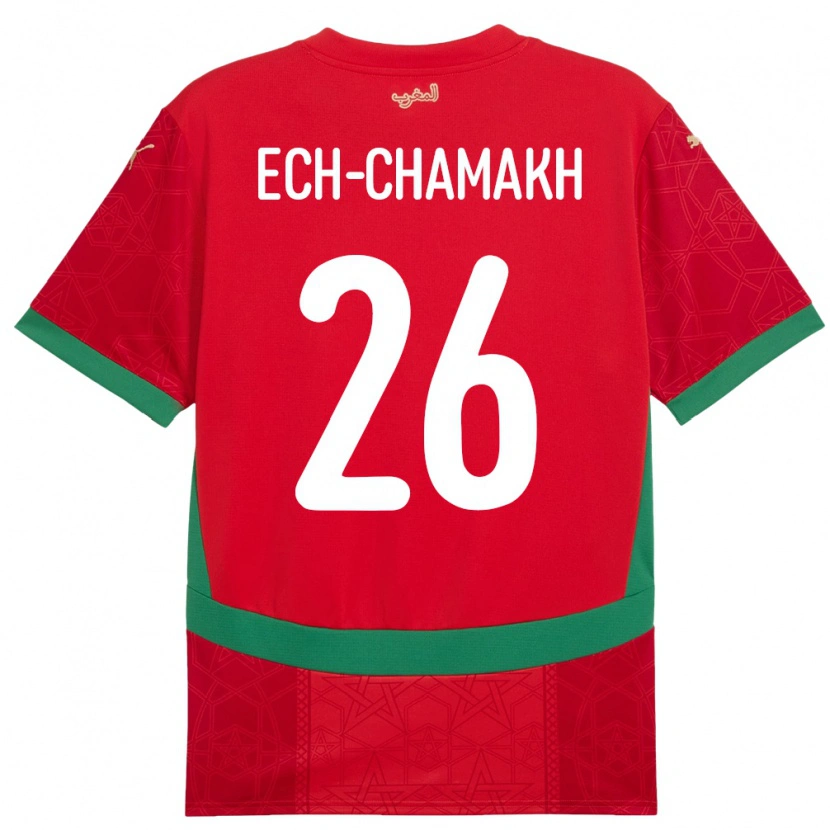 Danxen Dětské Maroko Jamal Ech-Chamakh #26 Červený Domů Hráčské Dresy 24-26 Dres