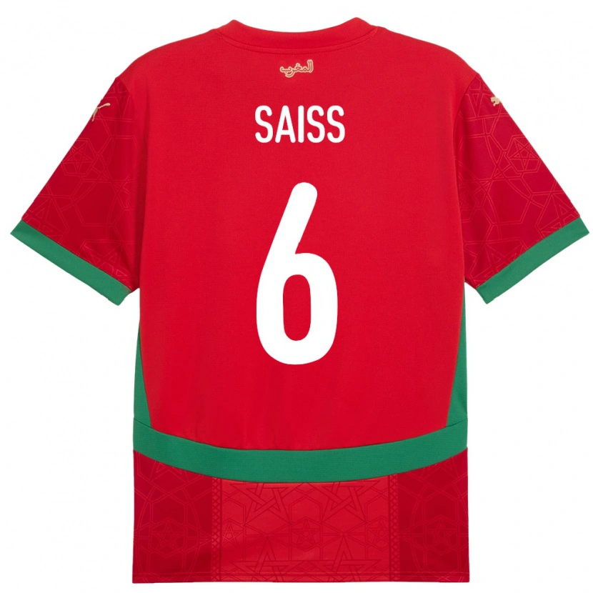 Danxen Dětské Maroko Romain Saiss #6 Červený Domů Hráčské Dresy 24-26 Dres